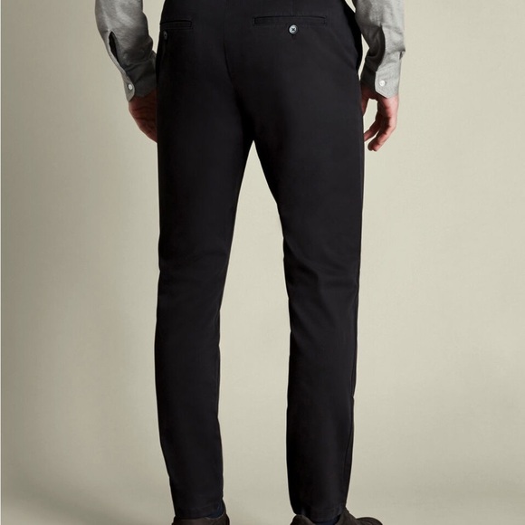 Charles Tyrwhitt Ultimate No Iron Chinos Classic Fit Flat Front in Black 42 x 30 - Picture 3 of 8
